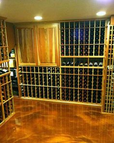 a wine cellar filled with lots of bottles