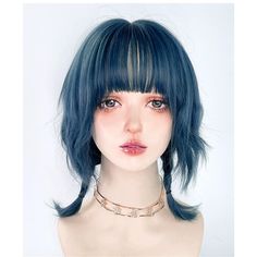 Blue Irregular Length Mullet Wig, Y2K Blue Irregular Fluffy Short Wig, Handsome Blue Short Wig, Girl Blue Short Wig, Women's Blue  Wigss High temperature silk wig care method: Do not spray gel water, wax, etc. on the wig, which will make the wig sticky; the wig can be tied up, but try not to tie it too high, the real hair will be exposed; it should not be dyed again, and it should not be pulled vigorously. For knot problems, comb patiently; first tidy the ends of the hair, and then comb from top to bottom; high-temperature wigs can be styled, and the temperature is kept at 180 degrees Celsius. -Color: blue -Texture: short curly -Material: high temperature silk -Place of Origin: CN (Place of Origin) -Quantity: 1pc wig -Features: lightweight and matte. -Structure: breathable inner net,the pr Cute Hair Colours For Short Hair, Short Aqua Hair, Alt Haircuts Shoulder Length, Jelly Fish Haircut Medium, Dark Blue Hair Short, Nepolian Hair, Jellyfish Haircut Braids, Bats Nest Hair, Razor Bangs