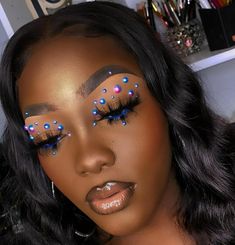 Black Queen Makeup, Rhinestones Makeup, Face Beat Makeup, Carnival Makeup, Cute Eye Makeup, Fall Makeup Looks, Queen Makeup