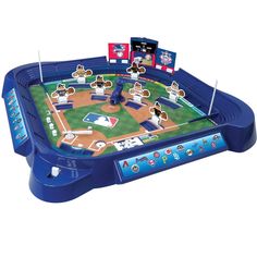 It is time to experience Major League Baseball action like you never have before! Both kids and adults will love the excitement and the genuine baseball experience of Slammin' Sluggers. This 2 player game allows you to pitch, bat and run the bases just like a big-league game. Even more exciting are the advanced pitching functions which allow players to pitch fast balls, off-speed pitches, and even wild curve balls through the built-in magnets. Players can keep track of every ball, strike, out an Board Games For Kids, Creative Games, Play Baseball, Mlb Teams, Baseball Game, Toddler Christmas, Baseball Games, Metal Ball, Hot Toys