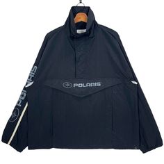 Polaris Anorak Windbreaker Jacket Streetwear Black Size Medium * Made in : China * Size on Tag : M * Manual Measurement (inch) : Chest 27, Length 28, Shoulder 23, Sleeve 24, Hem 26. * Recommended for Size : Medium (M) & (L) Large  * Material : Nylon * Colour : Black * Condition : Good Used * See photos for details. * Free Defect : No Stain, No Holes, No Tears, No Faded. 6019 Black Half-zip Windbreaker For Outdoor Activities, Black Half-zip Track Jacket For Outdoor, Black Half-zip Techwear Windbreaker, Black Half-zip Winter Outerwear, Black Functional Half-zip Outerwear, Black Half-zip Techwear Outerwear, Black Sports Parka With Pockets, Black Urban Half-zip Windbreaker, Black Half-zip Urban Windbreaker