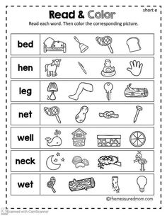 the worksheet for reading and writing words in an english language, with pictures on it