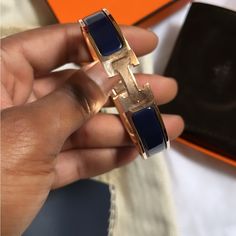 Rose Gold And Navy Blue !Comes With Receipt From Hermes Hermes Blue, Hermes Bracelet, Bracelet Rose Gold, Hermes Accessories, Mens Accessories Jewelry, Blue Gold, Color Blue, Mens Accessories, Navy Blue