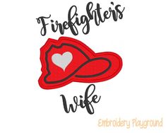 firefighter's wife hat with heart machine embroidery design