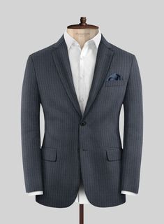 Reveal your unique style with our Loro Piana Nicoletta Wool Suit – where timeless grace effortlessly merges with a modern edge. Fashioned from a blend of high-quality wool and a touch of elastane, it offers an exceptional level of comfort and durability. The subtle stripes on the fabric add a hint of contemporary flair, elevating the suit beyond traditional patterns, while its rich blue hue exudes a sense of sophistication and versatility. Whether gracing a grand gala, commanding attention at a Elegant Wool Blazer With Custom Fit, Elegant Wool Blazer Custom Fit, Elegant Wool Slim Fit Blazer, Elegant Slim Fit Wool Blazer, Elegant Slim Fit Wool Suit, Green Tweed Suit, Blue Linen Suit, Red Corduroy Jacket, Brown Tweed Suit