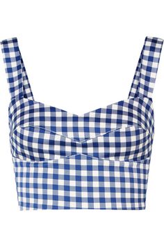 SILVIA TCHERASSI . #silviatcherassi #cloth # Sweetheart Neckline Top, Sweetheart Top, Blue Corset, Gingham Skirt, Summer Attire, Gingham Tops, Cute Preppy Outfits, Clothing Websites