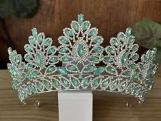 Green Quinceanera Decor, Green Quince Tiara, Sage Green Quinceanera Crown, Green Crown Quince, Sage Green Crown, Sage Green Tiara, Quinceanera Light Green Crown, Jade Tiara, Crowns For Quinceanera