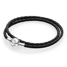 From Pandora, this black double-layer, woven leather bracelet with a sterling silver round clasp is a must-have to add to your Collection. Add a few charms to make it yours! This bracelet measures 13.8inches. Pandora Style#: 590745CBK-D1 Elegant Black Leather Bracelet With Sterling Silver, Elegant Black Leather Bracelet In Sterling Silver, Black Leather Bracelets With Sterling Silver Clasp, Adjustable Black Bracelet With Sterling Silver Clasp, Adjustable Black Bracelet With Silver Clasp, Elegant Black Braided Bracelets For Friendship, Elegant Black Braided Bracelets, Gift Black Leather Bracelet With Sterling Silver Clasp, Black Leather Bracelet With Sterling Silver Clasp