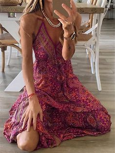 Bohemian Print Dress, Stile Boho Chic, Beach Dress Summer, Boho Chique, Estilo Hippy, Estilo Hippie, Bohemian Print, Slip Skirt, Maxi Robes