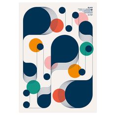 an abstract poster with circles and lines