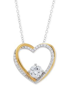 You'll simply adore this glittery heart pendant necklace, a look that says "all you need is love". Heart Pendant Jewelry For Anniversary From Macy's, Macy's White Gold Heart Jewelry, Macy's Heart-shaped White Gold Jewelry, Macy's Sterling Silver Heart Pendant, Macy's Silver Necklaces For Anniversary, Silver Anniversary Necklace From Macy's, Macy's Silver Necklace For Anniversary, White Cubic Zirconia Double Heart Necklace, Elegant Necklace With Diamond Accents For Mom