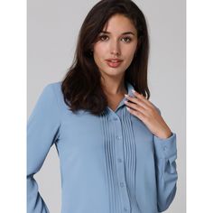 Keep your look semi-formal and elegant in cool weather with this basic shirt from Hobemty. Pair it with a tailored skirt or wide-leg pants and heels for a chic office look. Comfortable and casual, this pleated front shirt is perfect on its own or as a layer under a blazer or jacket. This shirt can be a perfect addition to almost any outfit from formal to daily wear, great for work, meetings, office, businesses, work, parties, cocktails, weddings, casual, daily dressing, etc. Collared Solid Color Blouse For Formal Occasions, Collared Solid Color Blouse For Formal Wear, Formal Collared Solid Color Blouse, Formal Collared Blouse In Solid Color, Elegant Solid Color Shirt For Work, Solid Color Office Lady Blouse For Semi-formal Occasions, Semi-formal Solid Office Blouse, Elegant Solid Color Shirt For Spring, Tailored Collared Blouse For Business Casual