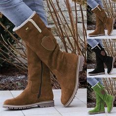 Category:Boots; Upper Materials:Faux Suede; Embellishment:Buckle,Zipper; Season:Fall,Winter; Heel Type:Flat Heel; Gender:Women's; Platform Height:0.39; Toe Shape:Round Toe; Type:Knee High Boots,Fleece Lined; Style:Comfort,Plush,Minimalism,Casual,Vintage,Classic; Heel Height(inch):1-2; Outsole Materials:Rubber; Occasion:Daily; Closure Type:Zipper; Pattern:Solid Color,Embroidered; Listing Date:09/15/2023; Production mode:External procurement; 2024 Trends:Suede Shoes,Snow Boots; Size chart date source:Provided by Supplier.; Strap Type:Double Strap; Heel Height:Low Heel Stylish Winter Boots, Color Block Sweatshirt, Boots Suede, Suede Boots Knee High, Vintage Plush, Sweatpants Set, Martin Boots, Winter Casual, Suede Shoes