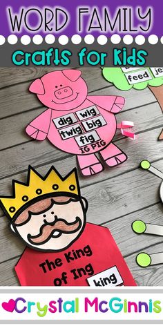 the word family crafts for kids is shown with scissors and paper cutouts to make them look