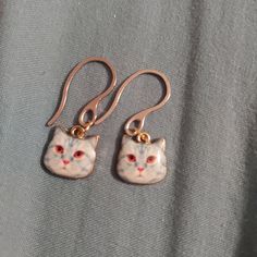 Cat dangle drop earrings Gold Metal Cat Design Earrings, Gold Metal Earrings With Cat Design, Gold Cat Design Dangle Jewelry, Gold Dangle Cat Design Jewelry, Cat Design Metal Drop Earrings, Cat Design Metal Earrings For Gift, Metal Cat Design Earrings For Gift, Gift Cat Design Earrings, Metal Cat Design Earrings As Gift