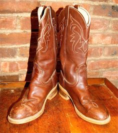 Vintage  Lehigh Cowgirl Boots size 8 by EndlessTreasuresNJ on Etsy, $79.00 Vintage Brown Boots For Western-themed Events, Rustic Brown Boots For Western-themed Events, Brown Snip Toe Boots With Stacked Heel, Brown Boots With Stacked Heel And Snip Toe, Brown Snip Toe Heeled Boots With Stacked Heel, Rustic Vintage Brown Moto Boots With Round Toe, Vintage Leather Moto Boots For Western-themed Events, Vintage Distressed Brown Moto Boots With Round Toe, Vintage Fall Boots With Stacked Heel