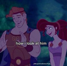 ariel and prince from disney's the little mermaid with text that reads, how i look at him