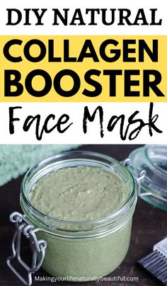 Homemade collagen boosting face mask, diy face mask Natural Collagen Skin Care, Diy Collagen Powder, Diy Collagen Face Mask, Diy Collagen Cream, Collagen Mask Diy, Collagen Powder Recipes, Face Mask At Home, Collagen Moisturizer, Collagen Skin Care