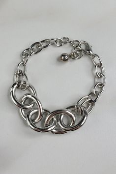 Yin Bracelet with Rhodium Plated Mixed Cable Chain - Handmade Indie Jewelry Elegant Silver Charm Bracelet With Cable Chain, Silver Cable Chain Link Bracelet, Silver Cable Chain Metal Bracelets, Silver Oval Link Chain Bracelet With Cable Detail, Silver Cable Chain Bracelet With Oval Links, Silver Chain Link Jewelry For Party, Trendy Silver Metal Bracelets, Modern Silver Charm Bracelet With Chunky Chain, Silver Link Bracelet With Chunky Chain