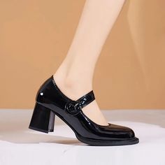 TAVIMART - Women Mary Jane Shoes Patent Leather High Heels Office Lady Shoes Square Toe Chunky Pumps Female Oxford Shoe Spring Autumn 9964N Heels Office, Chunky Pumps, Shoes Square Toe, Office Shoes Women, Lady Shoes, Oxford Shoe, Womens Mary Janes, Mary Jane Shoes Womens, Patent Shoes