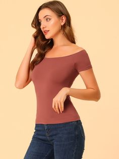 Shop Allegra K for off shoulder short sleeve solid basic sexy slim fit blouse you are looking for, get more women's blouses for yourelf. Order now! Free Returns! Solid Crop Top, Trendy Pants, Lace Sleeve Top, Fitted Blouses, Chiffon Long Sleeve, Outfits Casual, Off Shoulder Tops, Chic Woman, Womens Clothing Sizes