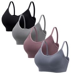 PRICES MAY VARY. Delicate Design - Angelhood seamless ribbed everyday bralettes are designed with removable pads and spaghetti straps, insert pads can support your breast, and you can remove or insert the pads on your demands, strengthen straps can hold your breast. Comfortable Material - Angelhood seamless ribbed everyday bralettes are made of premium material, composition are 90% nylon and 10% spandex, soft while strechy, the bralettes will bring you comfortable experience while sleeping or do Sports Bra With Seamless Design, Sports Camisole Bra With Built-in Bra, Sports Camisole With Built-in Bra, Solid Color Camisole Sports Bra For The Gym, Solid Color Push-up Sports Bra With Seamless Construction, Sports Seamless Sports Bra With Spaghetti Straps, Sporty Camisole Sports Bra With Seamless Construction, Sporty Seamless Camisole Sports Bra, Seamless Sports Bra With Light Support