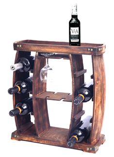 the wine rack is made out of wood