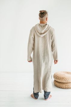 Men Kaftan hooded Linen Caftan with hoodie long linen tunic | Etsy Men Beachwear, Linen Caftan, Mens Robes, Men Kaftan, Men's Robes, Linen Cardigan, Linen Clothing, Mens Linen, Clothing Men