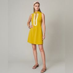 Spartina 449 Added A Little Hardware To This Oh-So-Soft Wear. Our Sleeveless Serena Half-Zip Dress Is The Epitome Of Simple Summer Sophistication, And The Lace Detail Along With Our Golden Zipper + Stand Collar Combine Beauty & Strength In One Effortless Design. Perfectly Packable With Limited Wrinkling For Every Travel Destination. New Without Tags Color: Golden Palm 95% Peruvian Cotton, 5% Spandex Custom Spartina Zipper Pull Lace Detail On Collar & Zipper Soft And Stretchy Material Length From Elegant Yellow A-line Sleeveless Dress, Yellow A-line Sleeveless Dress, Chic Yellow Sleeveless Dress, Elegant Yellow Sleeveless Mini Dress, Elegant Yellow Mini Sleeveless Dress, Elegant Yellow Sleeveless Summer Dress, Yellow Shift Midi Dress For Spring, Chic Mustard Sleeveless Mini Dress, Chic Yellow Knee-length Sleeveless Dress