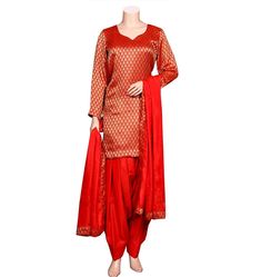 *Gold Color Betel-leaf designed on Red Color Jacquard-weaving soft and silky Sweetheart Neck Design Kameez/Tunic *Semi Patiala masterly stitched Salwar (3.5-meter fabric used for this salwar) *Red Color Viscose Silk full-size Dupatta/Stole with Matching Border *This Punjabi-Suit/Indian-outfit to dress-up most of your Parties, Weddings, festivals and for Gifts *Top and Bottom have high-quality taffeta linings| Fully stitched by the expert tailor | Made in India Please note the we offer expediate shipping, that only speeds up the shipping time, our processing time will not be effected. Traditional Jacquard Sets For Formal Occasions, Red Brocade Kurta With Traditional Drape, Traditional Red Brocade Kurta, Red Brocade Kurta For Festive Occasions, Elegant Red Katan Silk Sets, Festive Jacquard Set With Dupatta, Festive Jacquard Sets With Dupatta, Festive Red Brocade Kurta, Festive Self Design Jacquard Dupatta