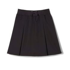 Because school days are so much more than just sitting in class. This kick pleated skort is made to move, from moisture-wicking fabric. It comes with built-in shorts, so you can hit a cartwheel if you like. A bow on the stretchy waistband adds the finishing touch. Solid Pleated Tennis Skirt For School, Pleated Tennis Skirt For School, School Uniform Pleated Tennis Skirt, Pleated School Uniform Skort, Stretch Solid Pleated Skirt For School, Casual Pleated Skort For School, Casual Stretch Pleated Skirt For School, Preppy Black Tennis Skirt For School, Solid Skirted Skort For School