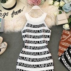 Size: one size Fabric: Knitted Color: black, white, light brown Graphic Tank Top, White Light, Light Brown, Black White, Tank Tops, Women's Top, Fabric, White, Black