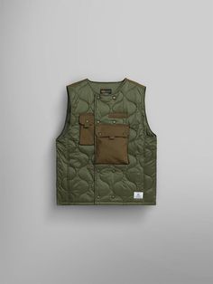 TACTICAL VEST OUTERWEAR Alpha Industries OG-107 GREEN XS Men’s Vest, Vest Outfits Men Streetwear, Alpha Logo, Vest Outfits Men, Tactical Fashion, Men Vest, Tactical Accessories, Nerd Fashion, Denim Workwear