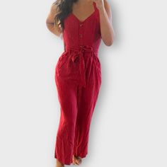 Nwt Bright Red Button-Up Jumpsuit Original Price: $129 Condition: New With Tag; Excellent Condition; Unworn Size: Small Color: Bright Red Brand: A Loves A Details: Button Up; Cropped; Jumper; Belt Around Waist Search For The Sunflower Emoji In My Store To Choose Your Free Add-On Item With Purchase Red Solid Color Jumpsuits And Rompers For Spring, Casual Red Solid Color Jumpsuits And Rompers, Casual Red Jumpsuits And Rompers, Casual Red Jumpsuit And Romper, Red V-neck Jumpsuit And Romper, Fitted Red Jumpsuits And Rompers, Red Solid Color Jumpsuits And Rompers For Summer, Red Jumpsuits And Rompers For Summer, Summer Button-up Solid Color Jumpsuits And Rompers