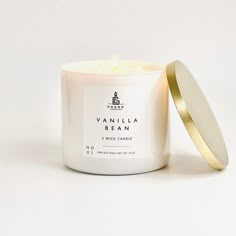 vanilla bean soy candle with gold lid