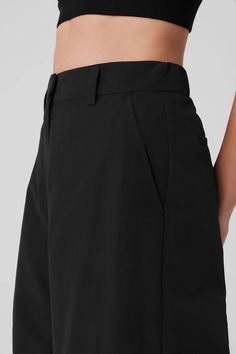 High-Waist Street Smart Trouser - Black | Alo Yoga Woman Back, Street Smart, Smart Trousers, Alo Yoga, Back Women, Elastic Waist, Wide Leg, Perfect Fit, Shopping Outfit