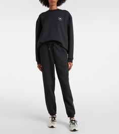 Oversized cotton-blend fleece sweatshirt in black - Adidas By Stella Mc Cartney | Mytheresa Stella Mc, Adidas By Stella Mccartney, Fleece Sweatpants, Stella Mccartney Adidas, Fleece Sweatshirt, Sports Top, Black Adidas, Stella Mccartney, Athleisure