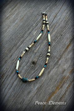 Mens Beaded white necklace Bohemian necklace for man natural