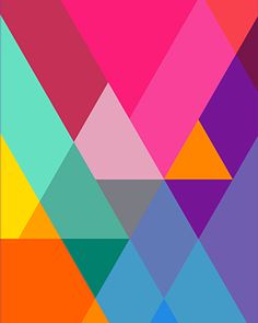 an abstract colorful background with many different colors and shapes in the same square shape, including triangles