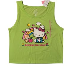 Brand New With Tags. Brand Is Hello. Kitty In A Junior Size Xxl. Lime Green Crop Tank. Cotton Polyester Spandex Blend. This Is More Of A Junior Fit. Hello Kitty Graphic Across The Front. See All Photos. Hello Kitty T Shirt, Hello Kitty Baby, Lace Up Tank Top, Roblox T-shirt, T Shirt Crop Top, Cropped Long Sleeve Top, Crop Tank Top, Crop Top Shirts, Types Of Fashion Styles