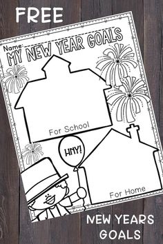 a new year's coloring page with the words happy new year and an image of a