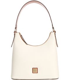 From Dooney & Bourke, the Textured Pebble Grain Leather Hobo Bag features:Leather FeetLinedZipper closureOne exterior zip pocketOne interior pocketTwo inside pocketsInterior key hookApprox.: 9.5" H x 5" x 12" LImported. Classic Pebbled Leather Hobo Bag With Smooth Grain, Classic Pebbled Leather Hobo Bag With Leather Lining, Classic Pebbled Leather Hobo Bag, Classic Shoulder Bag In Textured Leather And Coated Canvas, Classic Textured Leather Shoulder Bag In Coated Canvas, Classic Pebbled Leather Rectangular Hobo Bag, Classic Rectangular Pebbled Leather Hobo Bag, Elegant Coated Canvas Hobo Bag, Leather Hobo Bag