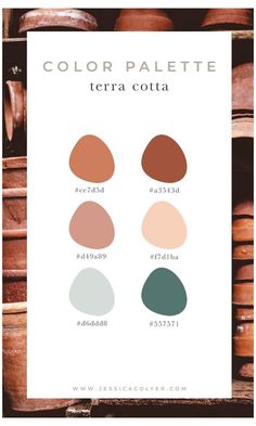 the color palette for terra cota is shown in shades of brown, green and beige