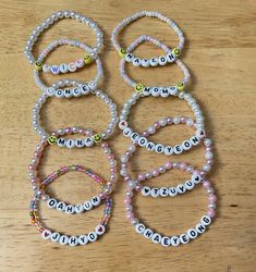 If you are a once, then these Twice kpop bracelets are the perfect addition to your kpop merch! Just choose your style & wrist size, then add your member below💖. Check out our kpop merch section for more unique designs! *Stretchy *Choose from 4 different styles: White pearls, pink & white pearls, Pastels, Bright colors If you have any questions, please don't hesitate to send us a message! We are friendly:) Visit our official website: www.yeetincolorboutique.com and follow us on Instagram: @yeet Twice Beads Bracelet Kpop, Pulseras Aesthetic Kpop, Kpop Bead Bracelets, Lovelys Twice, Twice Bracelet, Twice Colors, Twice More And More, Twice Merch, Kpop Bracelet