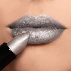 Haunted - DISSENT Matte Lipstick – Sparkle & Riot Makeup Looks Images, Eye Makeup Gold, Ombre Lip, Silver Lipstick, Grey Lipstick, White Lipstick, Gold Makeup Looks, Matte Lipstick Colors, Metallic Lipstick