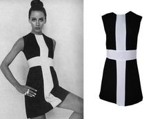 Mod Fashion Women, 60s Black And White, Dress With No Sleeves, Mondrian Dress, 60’s Fashion, Mod Shift Dress, 60s Mini Dress, Sleeveless Knit Dress, 1970s Dresses