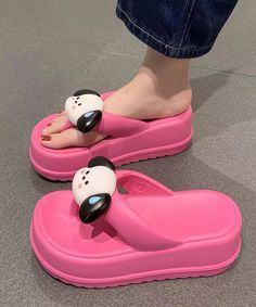 Cute Cartoon Platform Rose Peep Toe Thong SandalsMade of:- EVA Upper.-EVA sole- cushioned insole.2.55"/6.5cm Platform Heel Outfit Bar, Toe Thong Sandals, Sandals Cute, Pointy Toe Heels, Faux Fur Boots, Platform Heel, Eva Sole, Fur Boots, Thong Sandals