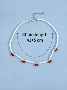 Cherry Decor Beaded Necklace Cherry Decor, Chain Lengths, Cherry, Beaded Necklace, Collar, Chain