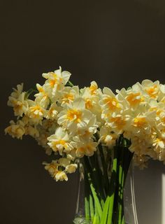 a vase filled with yellow and white flowers