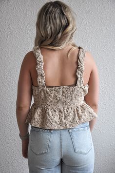 Step into spring with effortless grace in our Floral Strap Cropped Peplum Top, a charming blend of feminine florals and modern flair. Crafted from a lightweight and breathable fabric, this top is perfect for warm-weather days and nights. Delicate floral patterns adorn the fabric, adding a touch of whimsy and romance to your look. The cropped length accentuates your waistline, while the peplum hem creates a flattering silhouette that flares out gently. Adjustable shoulder straps ensure a comfortable and customized fit, while adding an extra element of style to the ensemble. Whether paired with high-waisted denim for a casual daytime outing or dressed up with a sleek skirt for a night on the town, this versatile top is sure to turn heads wherever you go. Available in a range of vibrant flora Peplum Crop Top, Weather Day, Elements Of Style, Peplum Hem, Floral Patterns, High Waisted Denim, Summer Wardrobe, Warm Weather, Shoulder Straps